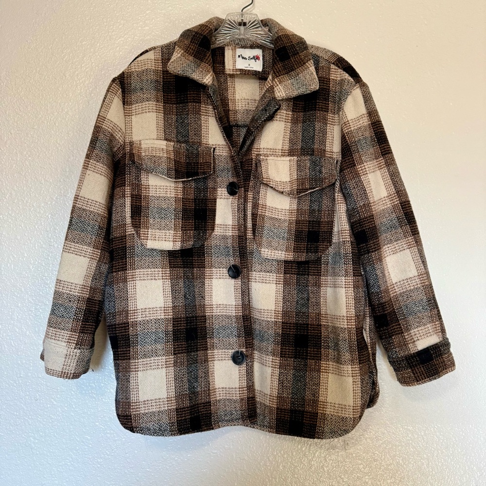 Flannel Shirt Jacket- Brown Tan